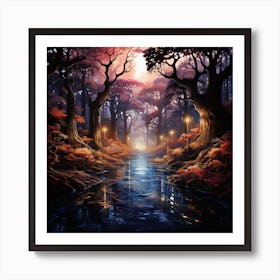 Forest At Night Art Print