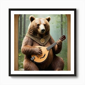 Mandolin Bear Art Print 3 Art Print