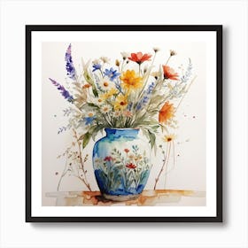 Watercolour wildflowers in vi brave vase Art Print