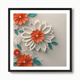 Colourful flower paper art2 Art Print