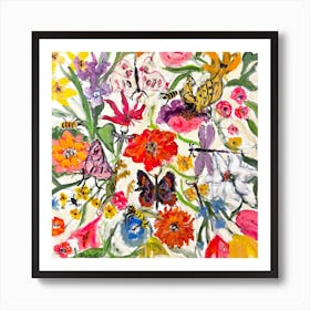 Butterflies And Bees Art Print