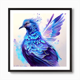 Water Painting-of-a-beautifully-designed-Blue Crowned Pigeon Art Print