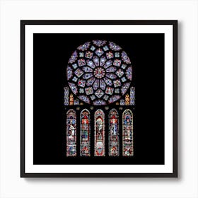 Chartres Cathedral Notre Dame De Paris Stained Glass Art Print