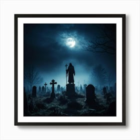 Graveyard At Night 7 Art Print