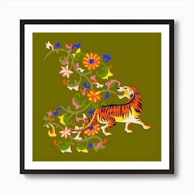 Tiger Tapestry Square Art Print