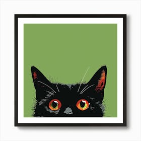 Black Cat With Amazed Eyes Art Print
