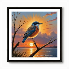 Bird And The Setting Sun Art Print 3 Art Print