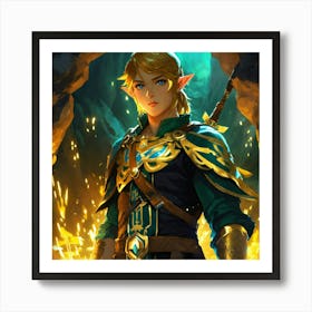 Portrait Of Link A Black And Gold Tunic (2) Art Print