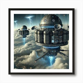 A Futuristic Scene Of The Weather Control Stations Art Print