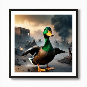 Duck In Battle Art Print