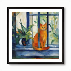 Orange Cat In The Window Art Print