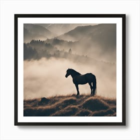 Horse In The Mist Art Print
