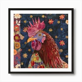 Patchwork Quilted Leghorn Chicken 1 Art Print