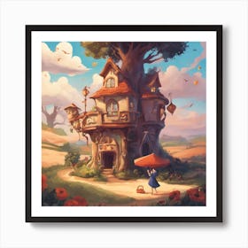 Forest Treehouse Art Print