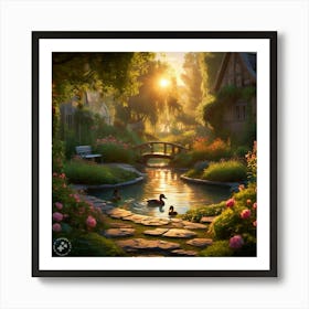 Sunset In The Garden Art Print