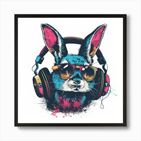 Rabbit With Headphones 1 Art Print