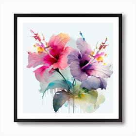 Watercolor Hawaiian Flower Abstract Art Print