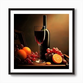 Wine And Fruits Art Print