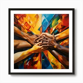 Abstract Painting Capturing The Essence Of Human Rights And Cultural Heritage Showcases Hands Of Di 2 1 Art Print