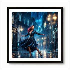 Rainy Night In London Art Print