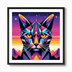 Opal Low Poly Cat Art Print