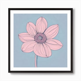 A White And Pink Flower In Minimalist Style Square Composition 492 Art Print