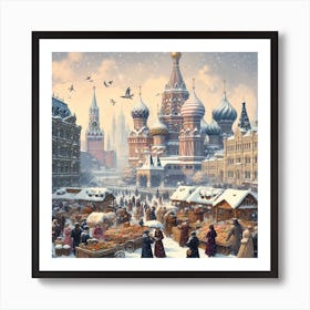 Moscow Winter Market Art Print