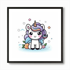 Unicorn With Flowers 3 Art Print