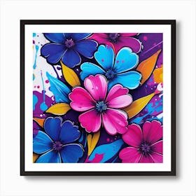 Flowers On The Wall Art Print