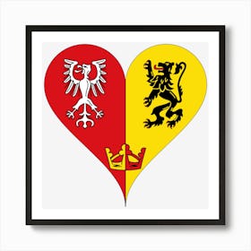 Ahrweiler Coat Of Arms Heart Emblem Lion Eagle Crown Symbol Cut Out Art Print