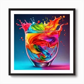 Colorful Splash In The Glass Art Print