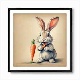 Rabbit Eating Carrot Art Print