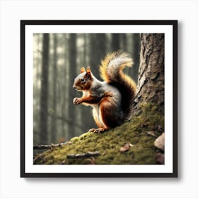 Squirrel In The Forest 54 Art Print