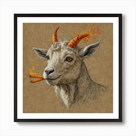 Goat With Horns 12 Art Print