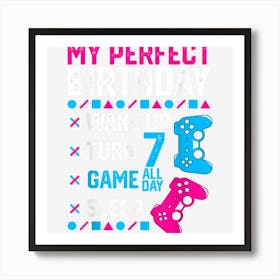 7th Birthday Party Perfect Bday 7 Years Old Gamer Boy & Girl 1 Art Print