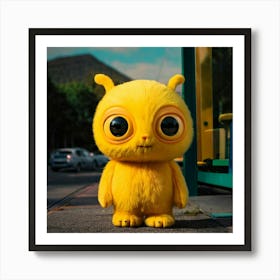 Firefly Cute, Friendly, Alien, Yellow, Cat Eyes, Bus Stop, Whimsical, Vibrant, Extraterrestrial, Cha (11) Poster