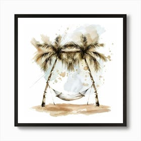 Watercolor Of Palm Trees Art Print