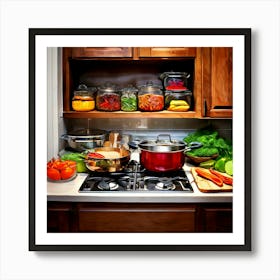 Cookware Utensils Stove Oven Microwave Blender Toaster Refrigerator Sink Pantry Cabinets (1) Art Print