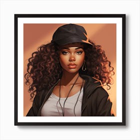 Artwork of A Melanin Queen With Poise and Afro-Chic Fashion Radiating Confidence Art Print