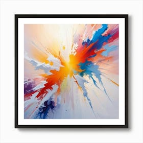 1000015009 abstract painting this colorful painting with large amounting of white paint illuminated by the sun  Art Print