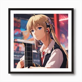 Anime Girl Playing Guitar Poster