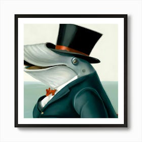 Whale In A Top Hat 1 Art Print