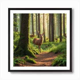 Deer in the Woods Art Print