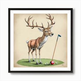 Deer On Golf Course Art Print