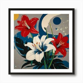 Pattern lilies 2 Art Print