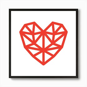 Heart Geometric Abstract Minimalist Simple Red 4 Art Print