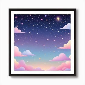Sky With Twinkling Stars In Pastel Colors Square Composition Art Print
