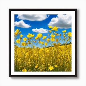 Field Of Yellow Flowers 16 Art Print