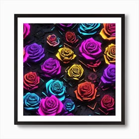 Colorful Roses Wallpaper 1 Art Print