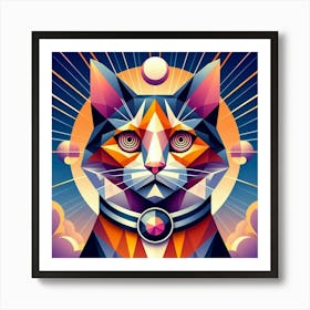 Ginger Low Poly Cat Art Print